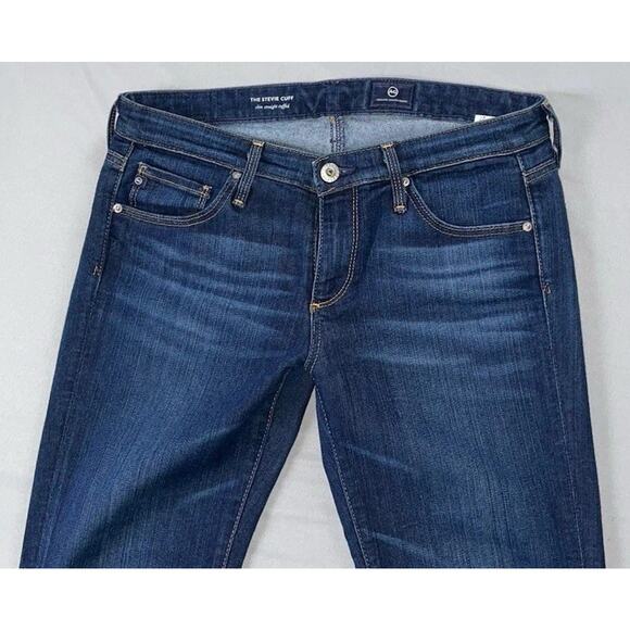 AG The Stevie Selvedge Cuffed Slim Straight Stretch Denim Jeans Size 27 EUC! - Picture 2 of 5